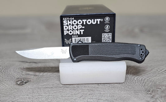 B-USA 5371-04 SHO*TOUT BLACK DROP POINT OTF MADE on a BENCH in Oregon