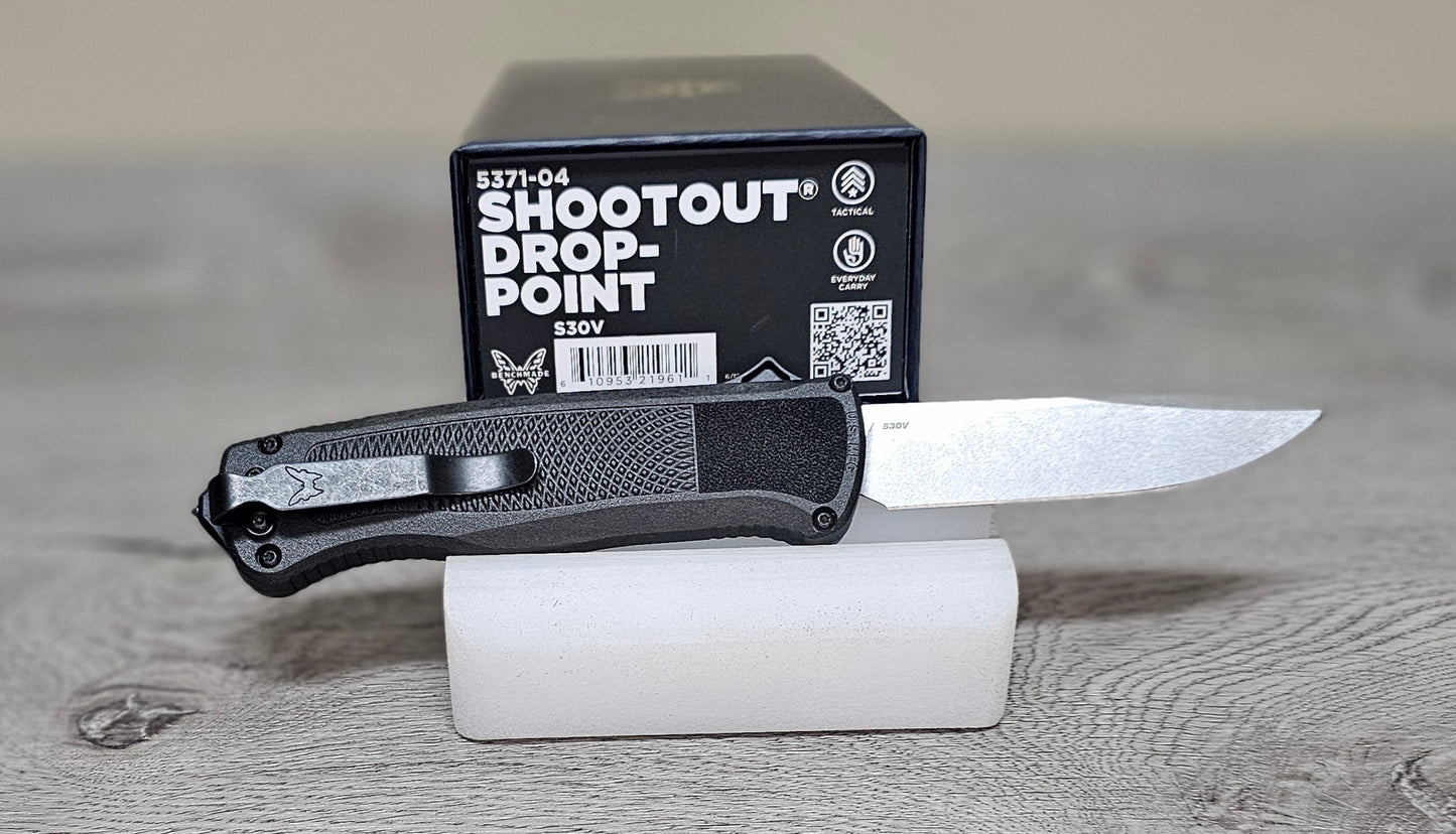 B-USA 5371-04 SHO*TOUT BLACK DROP POINT OTF MADE on a BENCH in Oregon