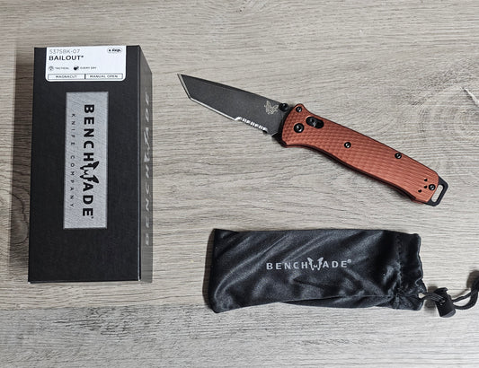B-USA  537BK-06 BA*LOUT TANTO SERATED BURNT COPPER ALUMINUM.  MADE on a BENCH in Oregon