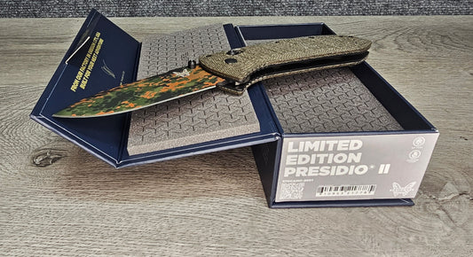 B-USA 570CAMO-2601  PRES*DIO II LIMITED SHOT SHOW 2026 KNIFE MADE on a BENCH in Oregon