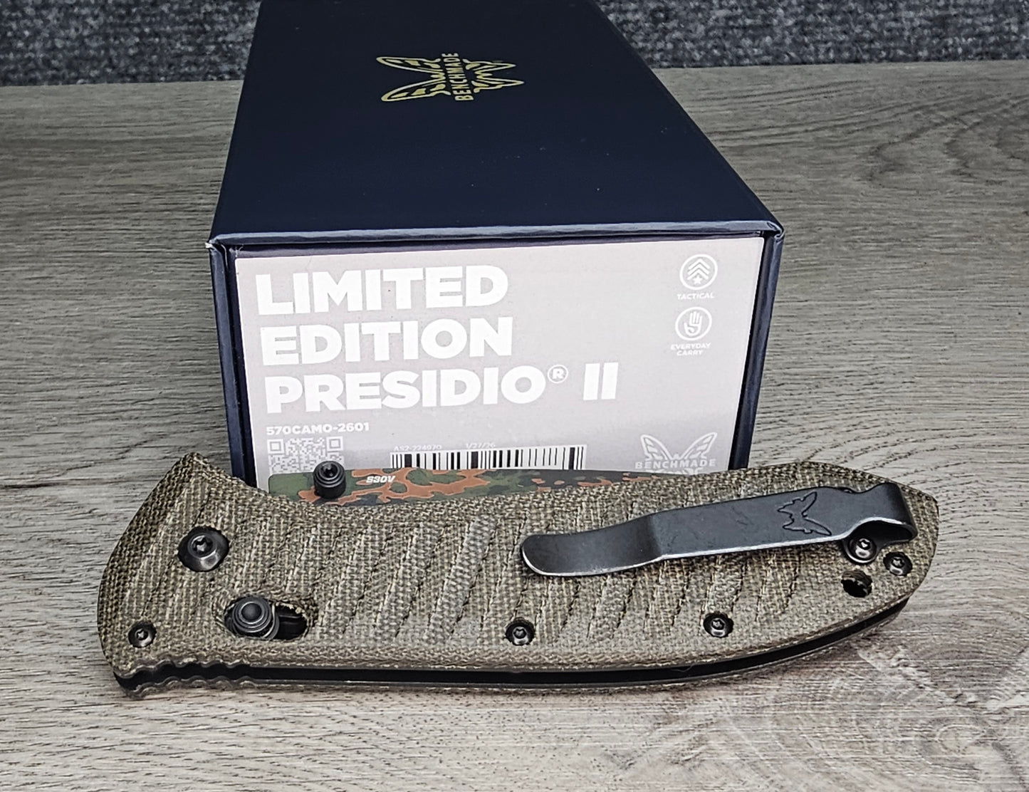 B-USA 570CAMO-2601  PRES*DIO II LIMITED SHOT SHOW 2026 KNIFE MADE on a BENCH in Oregon