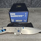 B-USA 743 MIN* NAR*OWS GRAY TITANIUM BLUE ACCENTS FOLDING KNIFE MADE on a BENCH in Oregon