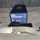 B-USA 743 MIN* NAR*OWS GRAY TITANIUM BLUE ACCENTS FOLDING KNIFE MADE on a BENCH in Oregon
