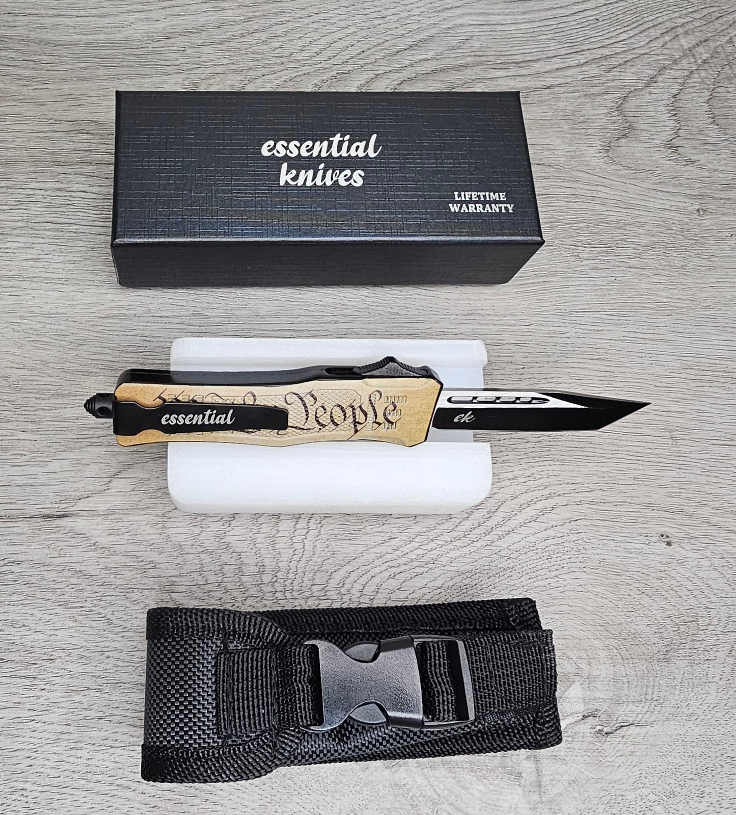 ESSENTIAL KNIVES "THE ESSENTIAL 7"  WE THE PEOPLE Out The Front Knife TANTO BLADE