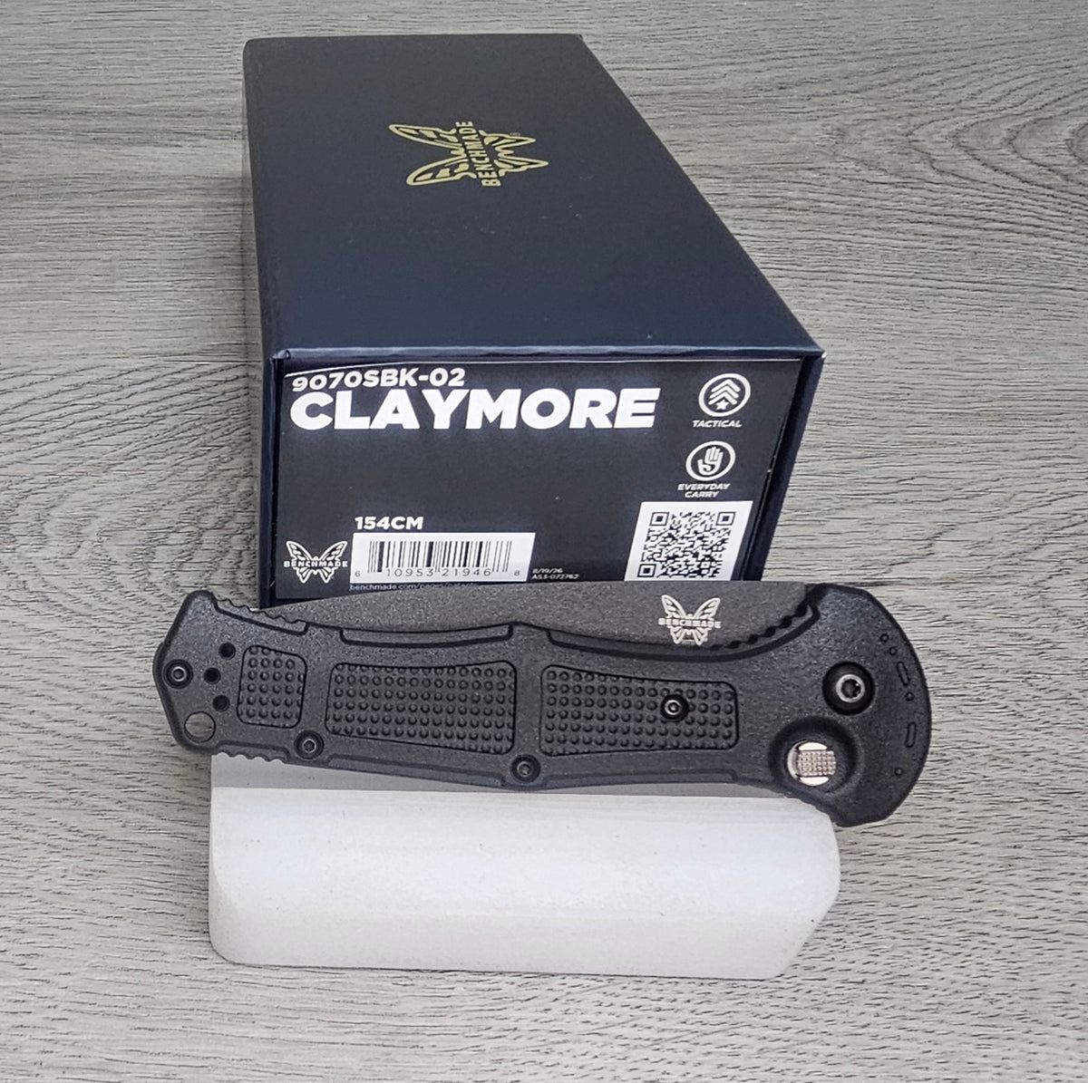 B-USA 9070SBK-02 CLAYM*RE AUTO OPENING (NON 0TF) BLACK SERRATED KNIFE . MADE on a BENCH in Oregon
