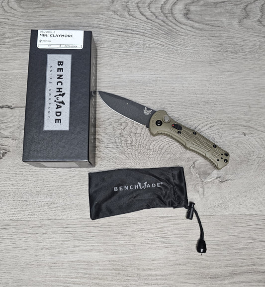 B-USA 9070BK-1  CLAYM*RE AUTO OPENING (NON 0TF) RANGER GREEN  KNIFE . MADE on a BENCH in Oregon