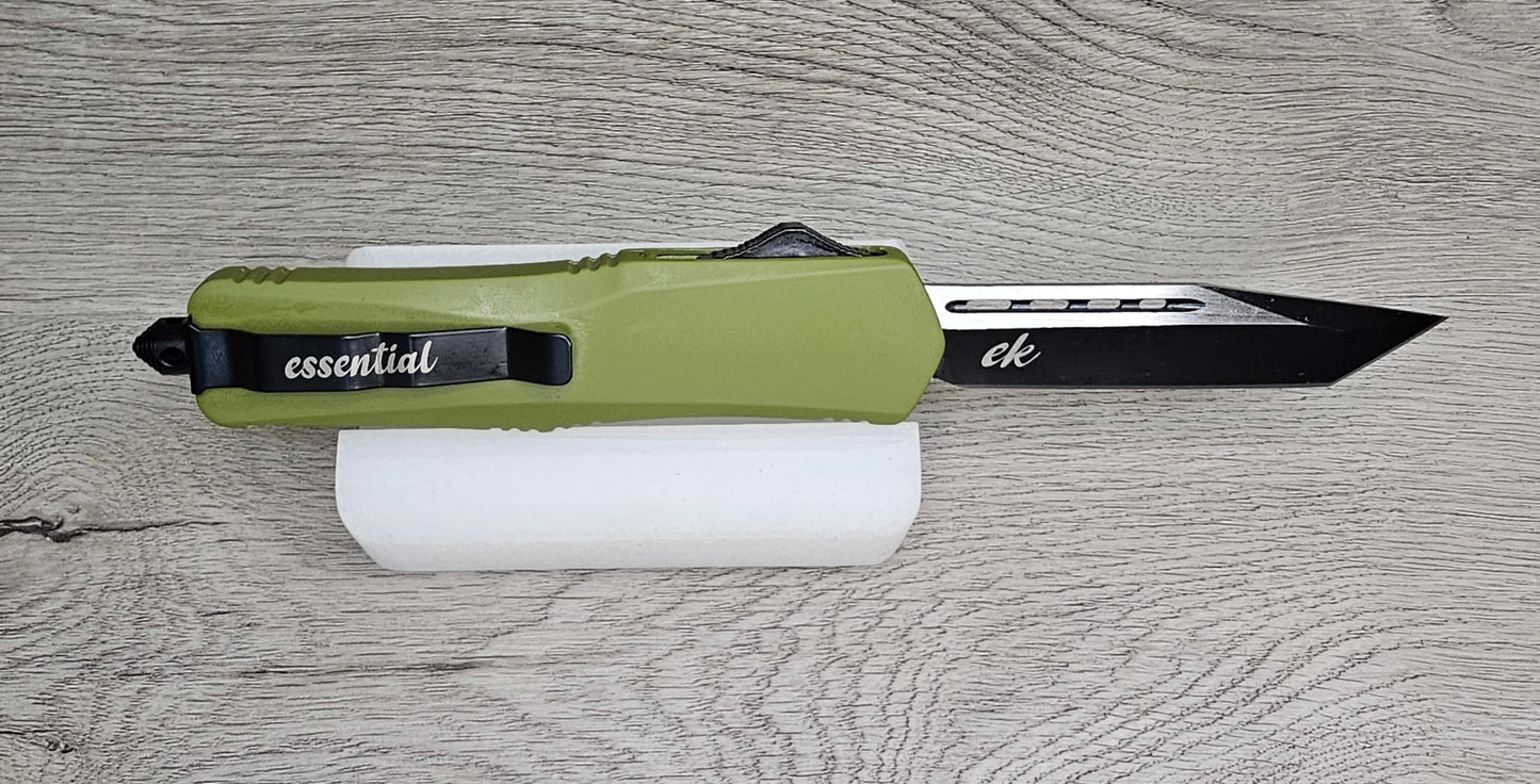 ESSENTIAL KNIVES "THE ESSENTIAL 9" OD GREEN Out The Front Knife TANTO Blade