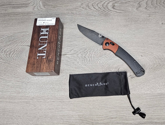 B-USA  15080BK-04 Cr*oked River Burnt Copper Black Micarta MADE ON A BENCH IN OREGON USA