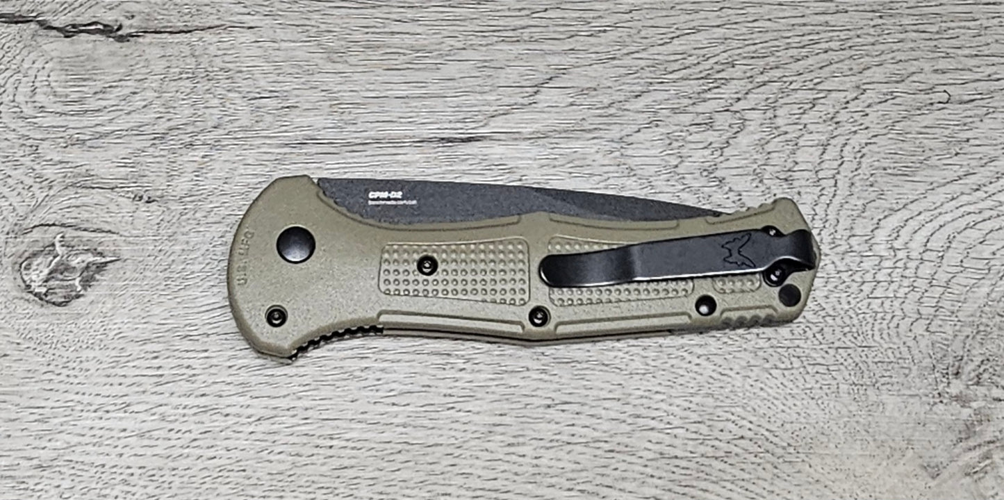 B-USA 9070BK-1 CLAYM*RE AUTO OPENING (NON 0TF) RANGER GREEN KNIFE . MADE on a BENCH in Oregon