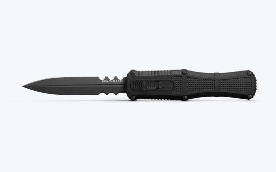 BENCHMADE CLAYMORE BLACK GRIVORY OUT THE FRONT DAGGER SERRATED #3370SGY