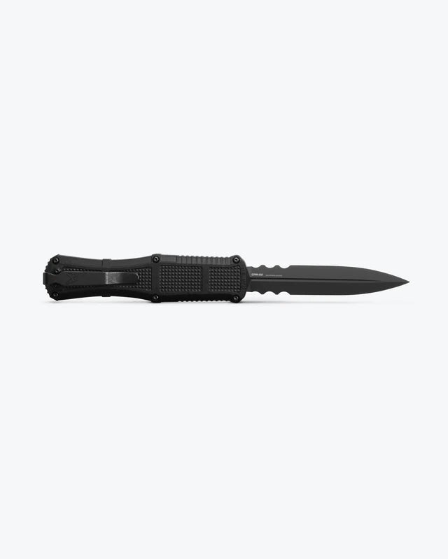 BENCHMADE CLAYMORE BLACK GRIVORY OUT THE FRONT DAGGER SERRATED #3370SGY