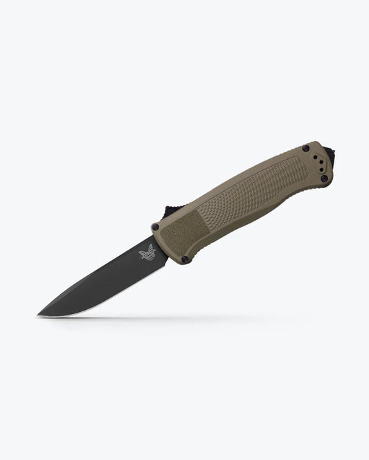BENCHMADE SHOOTOUT RANGER GREEN GRIVORYDROP POINT  OUT THE FRONT KNIFE #5371 BK-01
