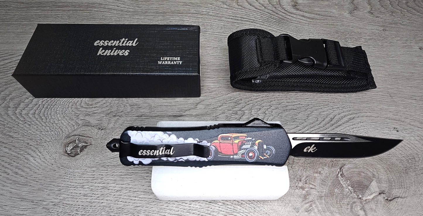 ESSENTIAL KNIVES "THE ESSENTIAL 9 BURNOUT"  Out The Front Knife DROP POINT Blade