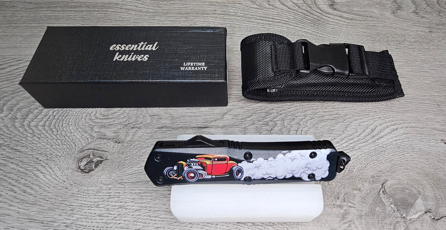 ESSENTIAL KNIVES "THE ESSENTIAL 9 BURNOUT"  Out The Front Knife DROP POINT Blade