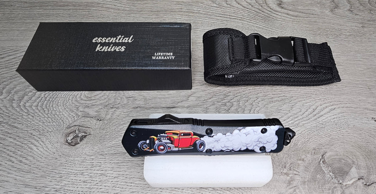 ESSENTIAL KNIVES "THE ESSENTIAL 9" BURNOUT Out The Front Knife 3 BLADE TYPES