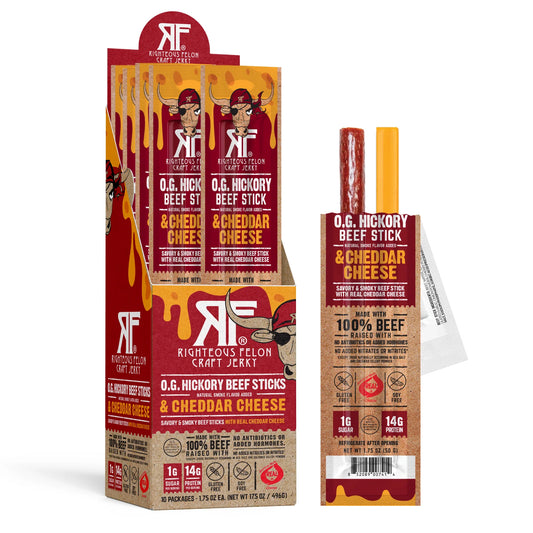 Righteous Felon O.G. Hickory Beef & Cheddar Cheese Stick Combo 1.75oz (10ct)