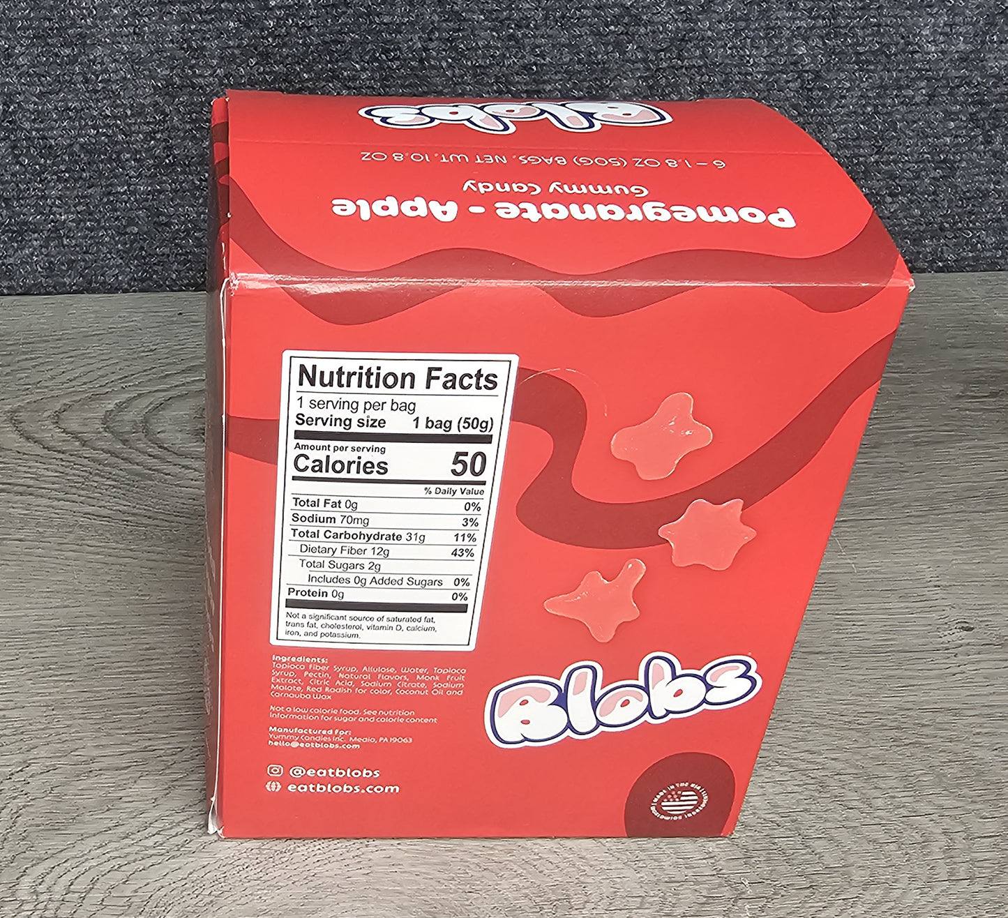 Blobs Pomegranate Apple Gummy Candy 1.8oz 6 count in display box