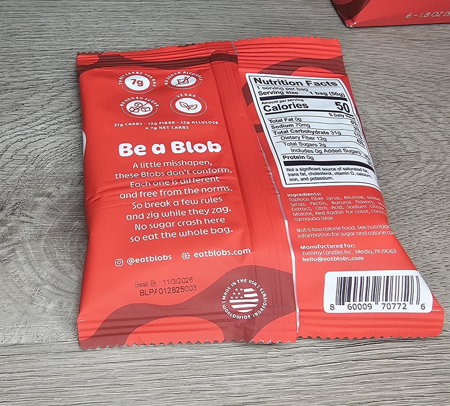 Blobs Pomegranate Apple Gummy Candy 1.8oz 6 count in display box