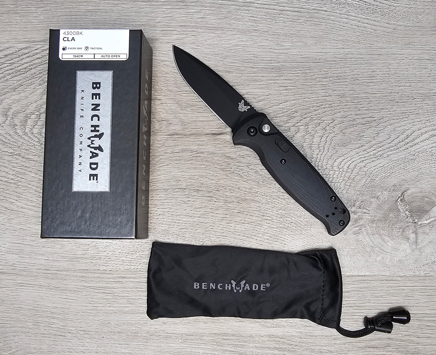 B-USA 4300BK "CLA" BLACK G10 AUTO OPENING (NON 0TF) KNIFE . MADE on a BENCH in Oregon