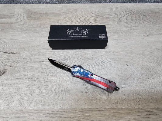 Tiger Tec Defender FLAG Out The Front Knife DROP POINT  Blade