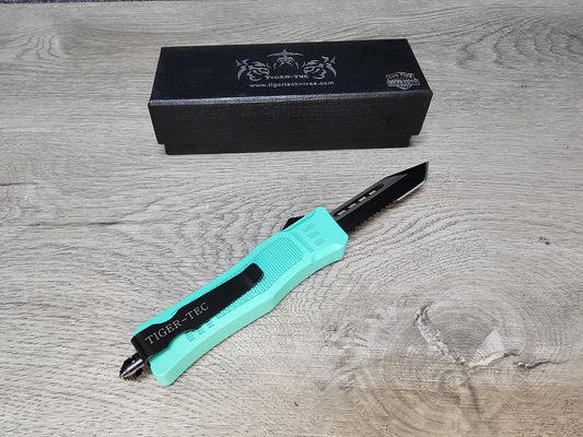 Tiger Tec Defender TIFFANY BLUE Out The Front Knife TANTO Blade