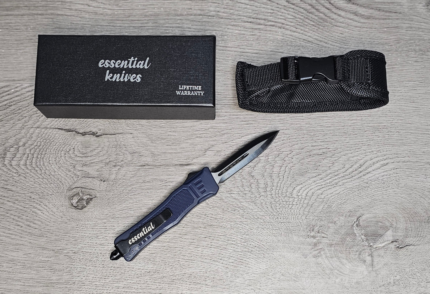 ESSENTIAL KNIVES "THE ESSENTIAL 7" BLUE Out The Front Knife DAGGER Blade
