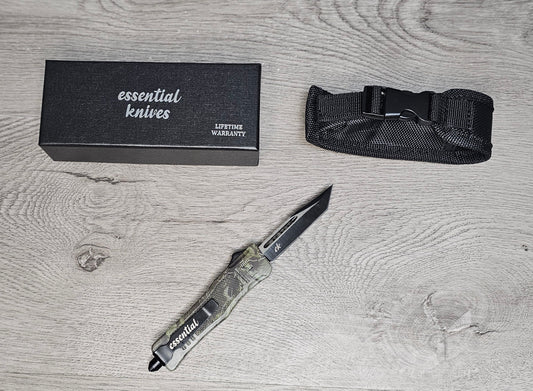ESSENTIAL KNIVES "THE ESSENTIAL 7" CAMO Out The Front Knife TANTO Blade