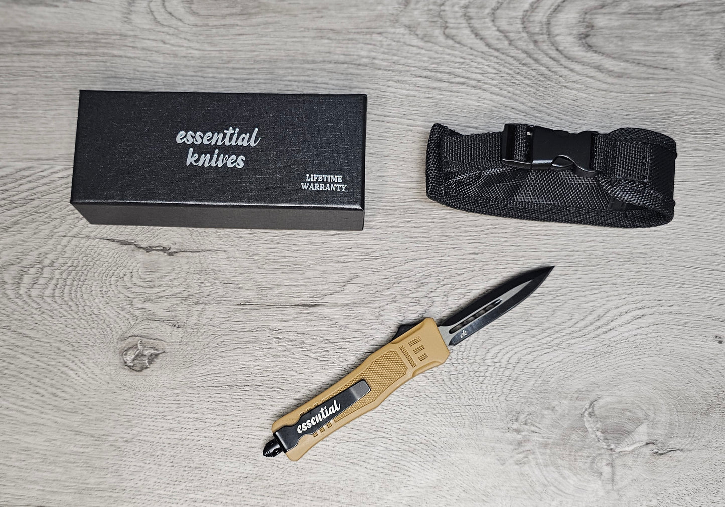ESSENTIAL KNIVES "THE ESSENTIAL 7" COYOTE Out The Front Knife DAGGER Blade