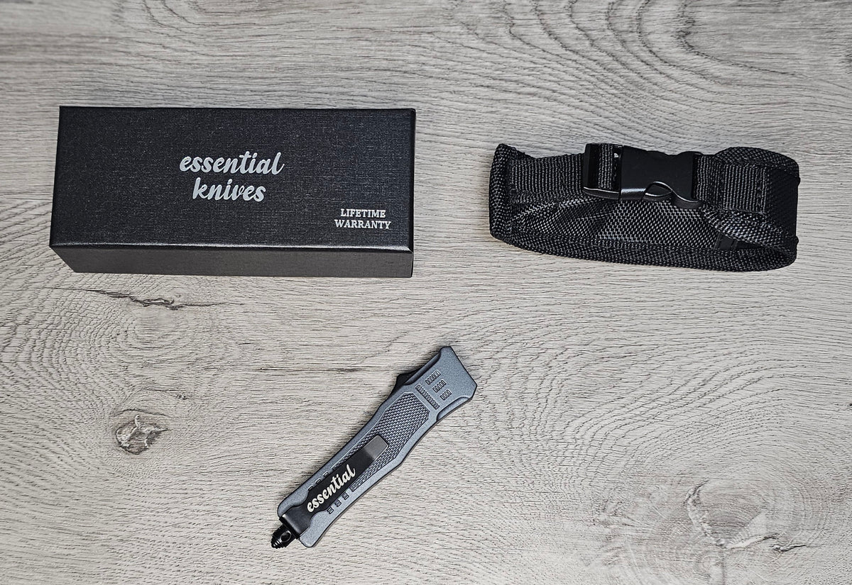 ESSENTIAL KNIVES "THE ESSENTIAL 7" GRANITE Out The Front Knife 4 BLADE TYPES