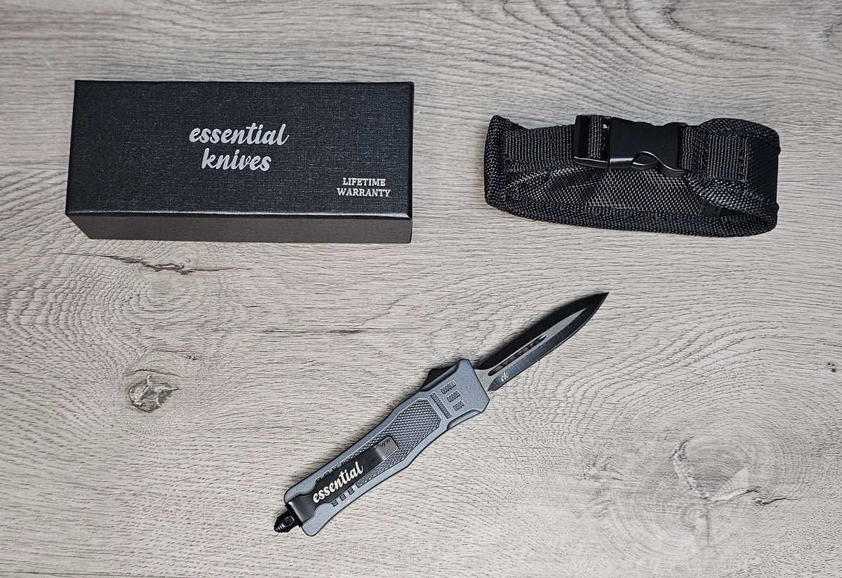 ESSENTIAL KNIVES "THE ESSENTIAL 7" GRANITE Out The Front Knife 4 BLADE TYPES