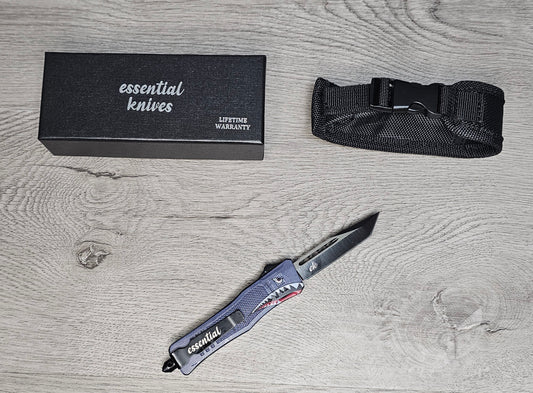 ESSENTIAL KNIVES "THE ESSENTIAL 7" GRAY P40 Out The Front Knife TANTO Blade
