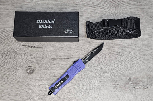 ESSENTIAL KNIVES "THE ESSENTIAL 7" PURPLE Out The Front Knife TANTO Blade