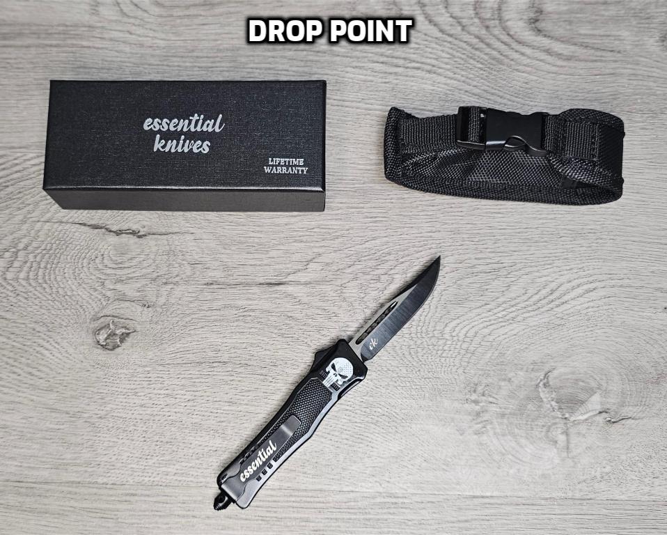 ESSENTIAL KNIVES "THE ESSENTIAL 7" SKULL Out The Front Knife 4 BLADE TYPES