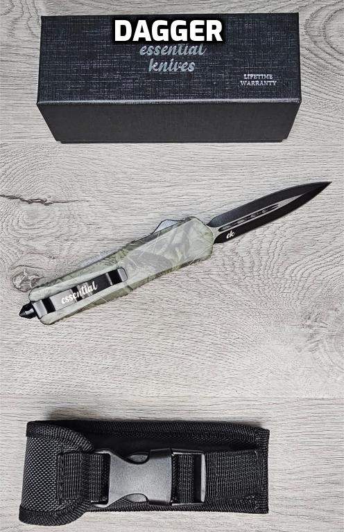 ESSENTIAL KNIVES "THE ESSENTIAL 9" CAMO Out The Front Knife 4 BLADE TYPES