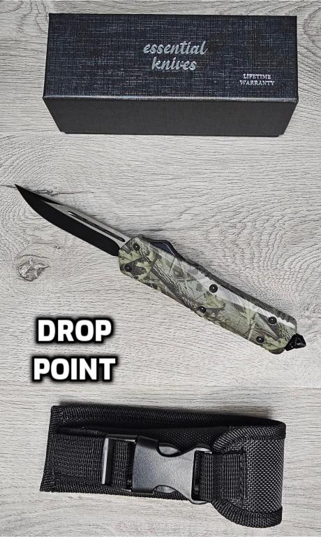 ESSENTIAL KNIVES "THE ESSENTIAL 9" CAMO Out The Front Knife 4 BLADE TYPES