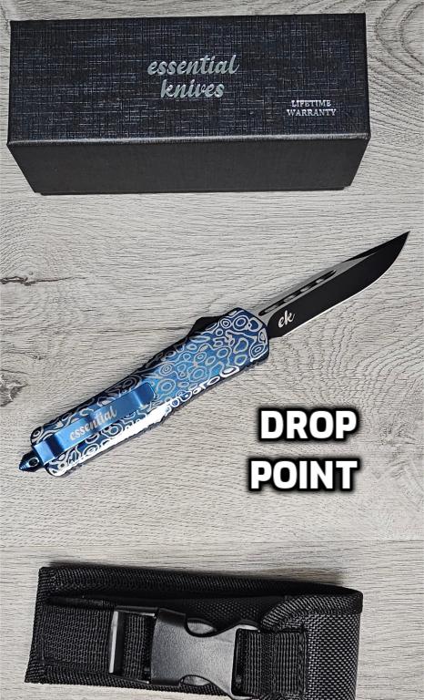 ESSENTIAL KNIVES "THE ESSENTIAL 9" COBALT Out The Front Knife 4 BLADE TYPES
