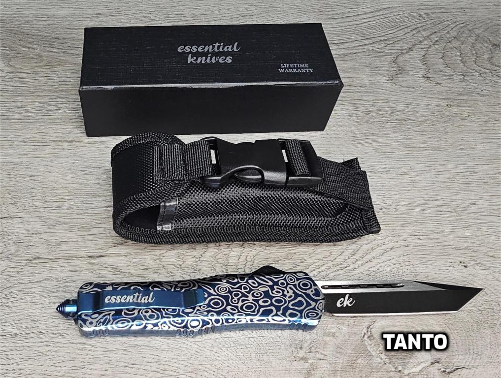 ESSENTIAL KNIVES "THE ESSENTIAL 9" COBALT Out The Front Knife 4 BLADE TYPES
