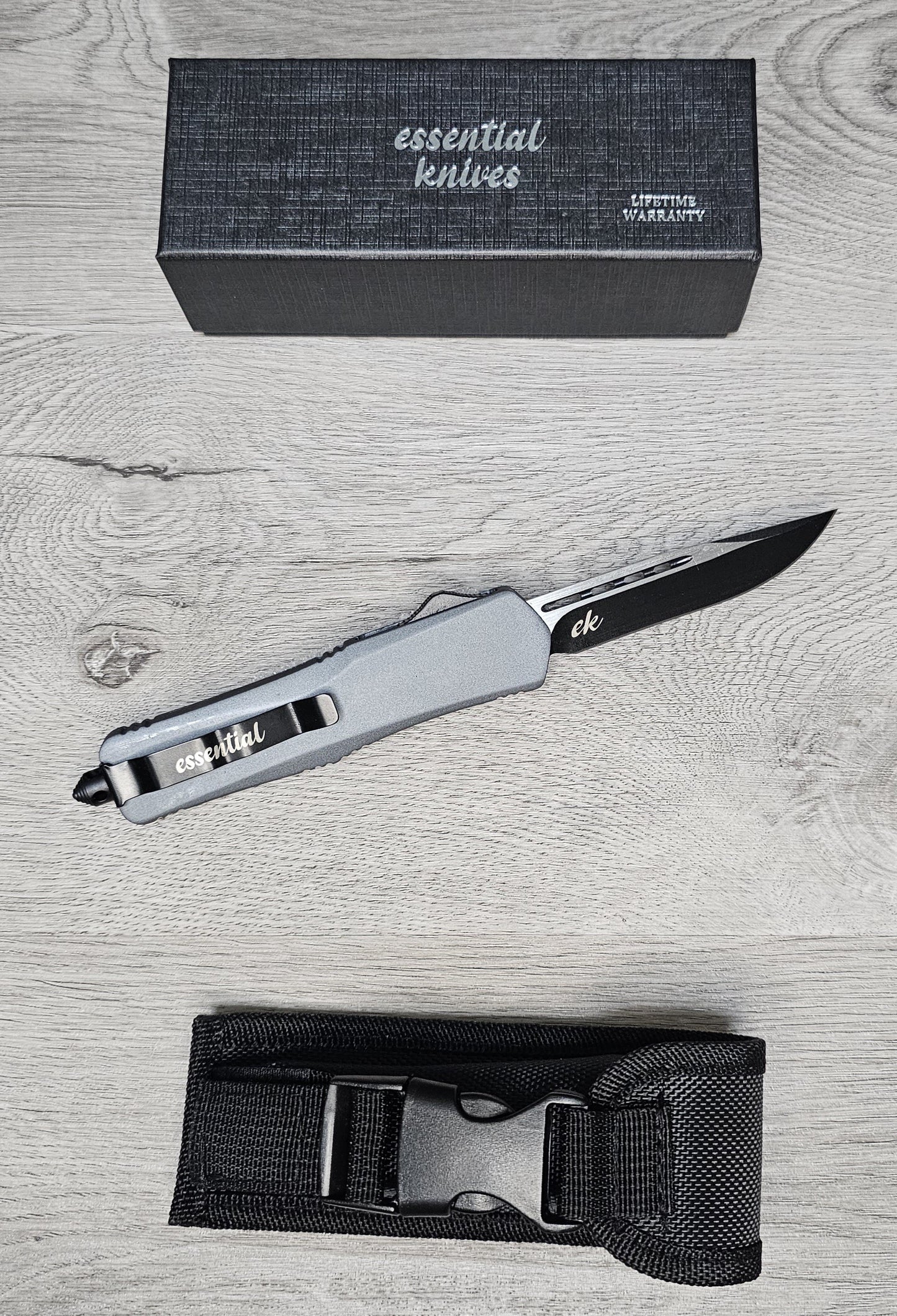 ESSENTIAL KNIVES "THE ESSENTIAL 9" GRANITE Out The Front Knife DROP POINT  Blade