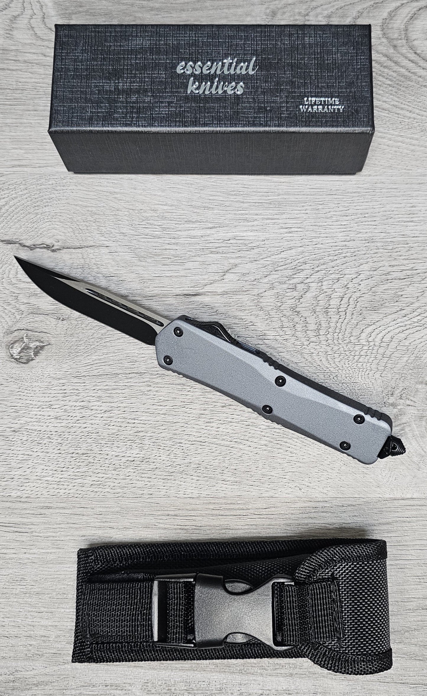 ESSENTIAL KNIVES "THE ESSENTIAL 9" GRANITE Out The Front Knife DROP POINT  Blade