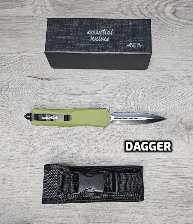 ESSENTIAL KNIVES "THE ESSENTIAL 9" OD GREEN Out The Front Knife 3 BLADE TYPES