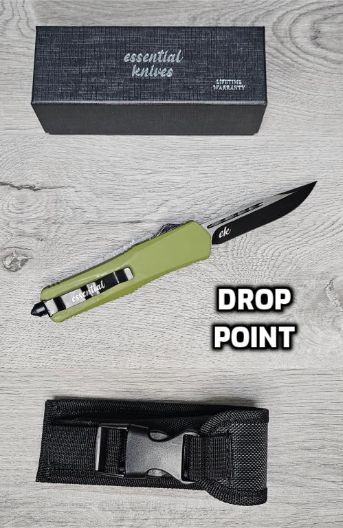 ESSENTIAL KNIVES "THE ESSENTIAL 9" OD GREEN Out The Front Knife 3 BLADE TYPES