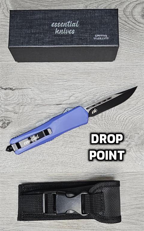 ESSENTIAL KNIVES "THE ESSENTIAL 9" PURPLE Out The Front Knife 3 BLADE TYPES