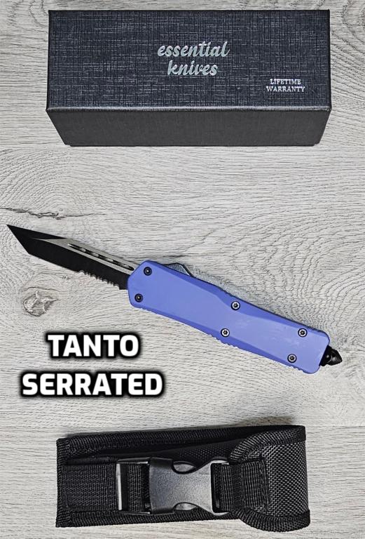ESSENTIAL KNIVES "THE ESSENTIAL 9" PURPLE Out The Front Knife 3 BLADE TYPES