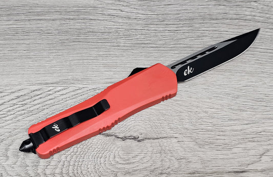 ESSENTIAL KNIVES "THE ESSENTIAL 9" RED  Out The Front Knife DROP POINT  Blade