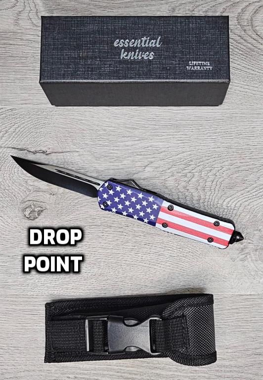 ESSENTIAL KNIVES "THE ESSENTIAL 9" STARS & STRIPES Out The Front Knife 3 BLADE TYPES)