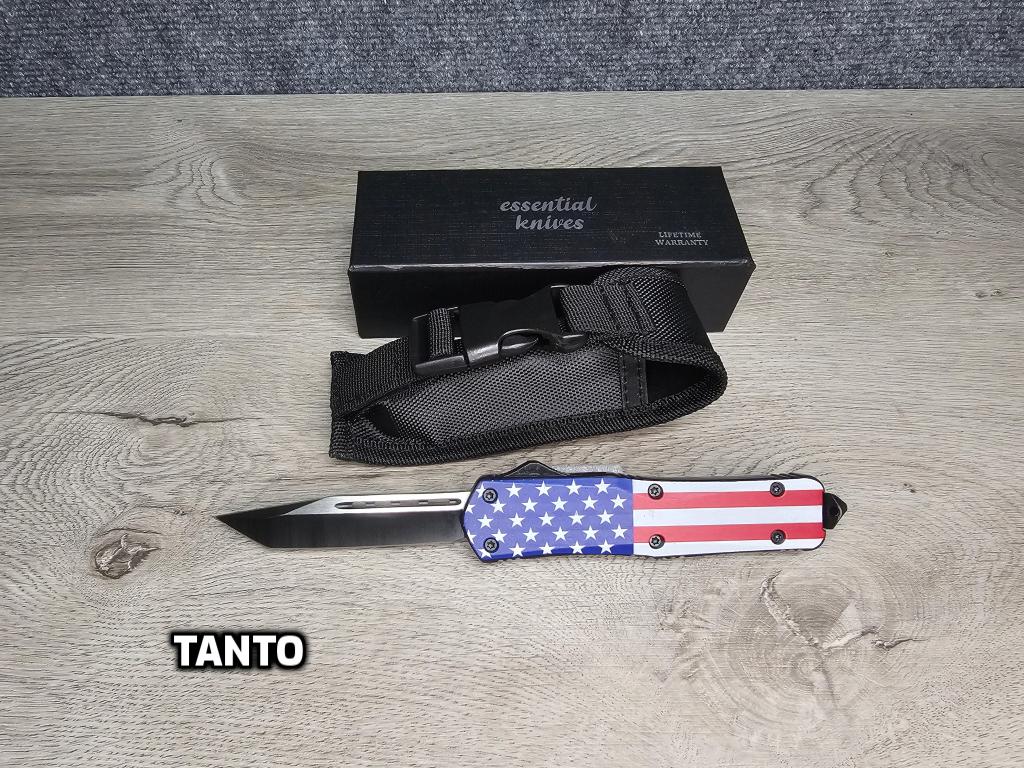 ESSENTIAL KNIVES "THE ESSENTIAL 9" STARS & STRIPES Out The Front Knife 3 BLADE TYPES)