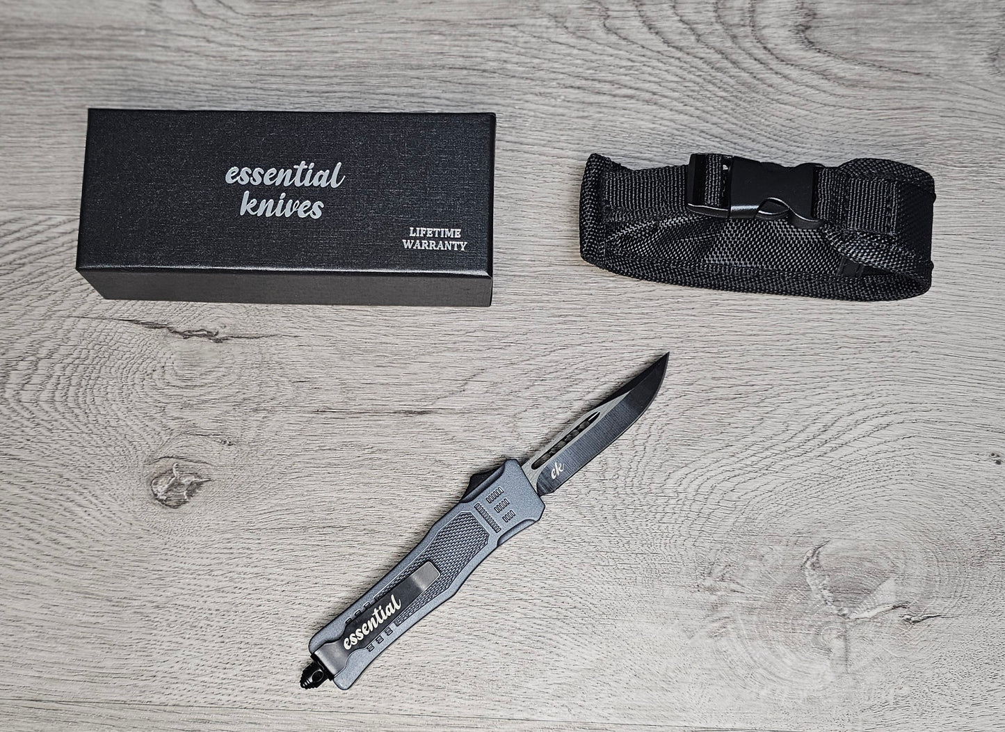 ESSENTIAL KNIVES "THE ESSENTIAL 7" GRANITE Out The Front Knife DROP POINT Blade