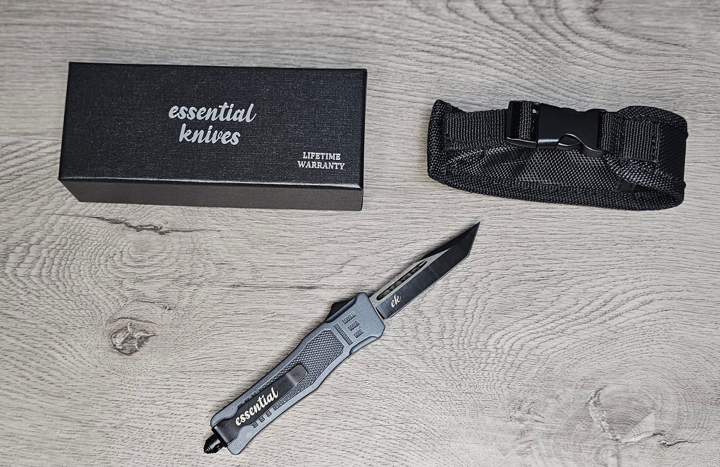 ESSENTIAL KNIVES "THE ESSENTIAL 7" GRANITE Out The Front Knife TANTO Blade