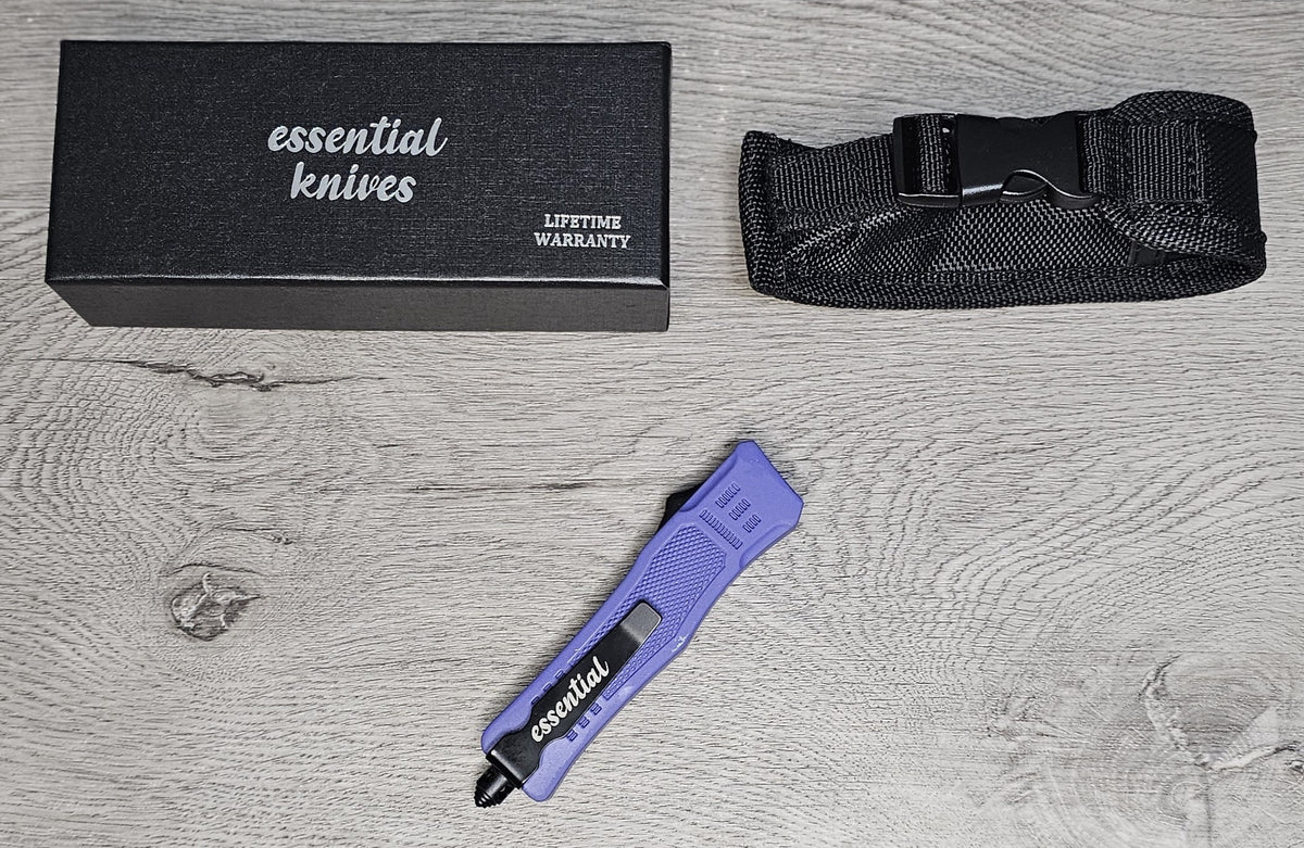 ESSENTIAL KNIVES "THE ESSENTIAL 7" PURPLE  Out The Front Knife 4 BLADE TYPES