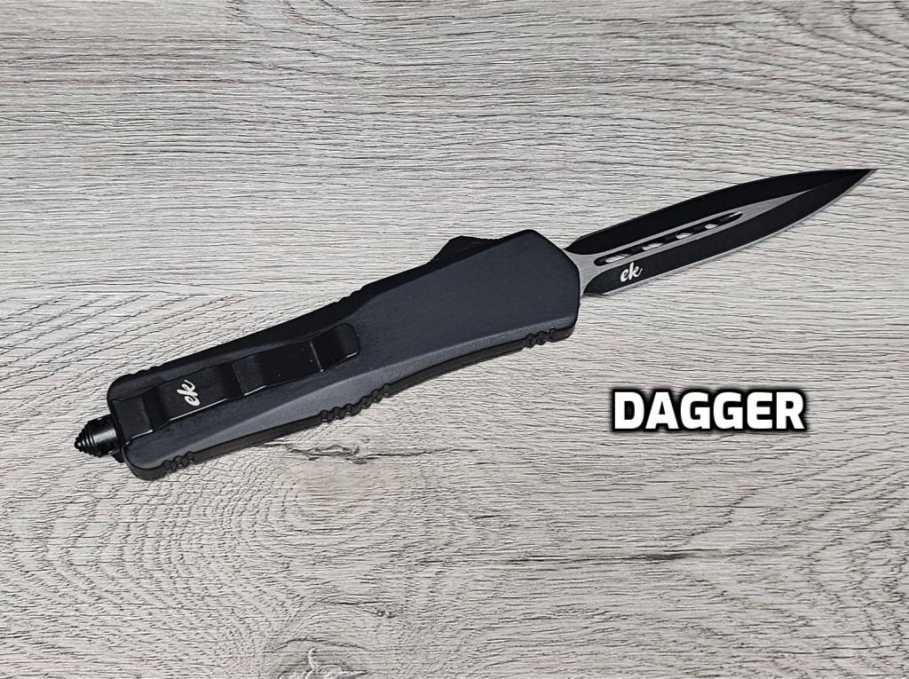 ESSENTIAL KNIVES "THE ESSENTIAL 9" BLACK Out The Front Knife 3 BLADE TYPES